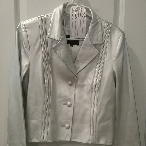 Genuine Leather Silver jacket #5sil - Picture 3 of 3